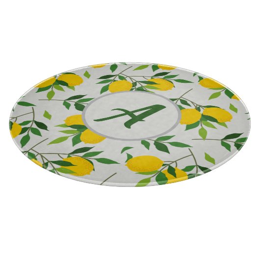Monogram Lemons en Leaves Pattern Snijplank (Hoek)