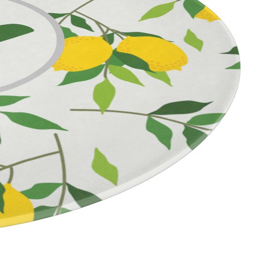 Monogram Lemons en Leaves Pattern Snijplank (Hoek)