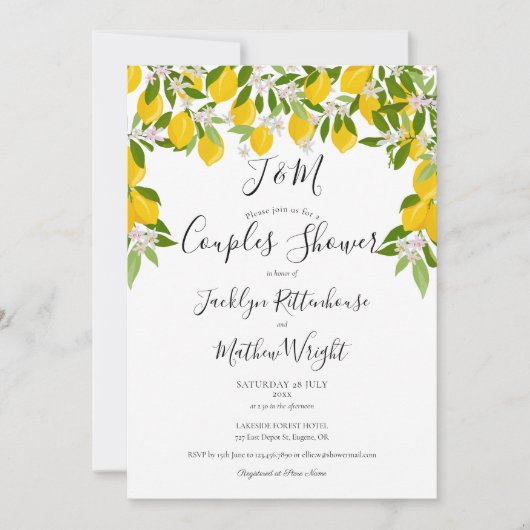 Monogram Lemons Wedding Couples Kaart (Voorkant)