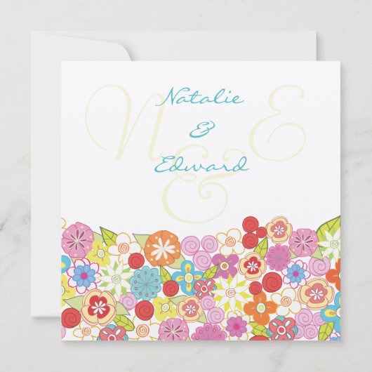 Monogram Lente Zomer Trouw Uitnodiging (Achterkant)