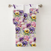 Monogram Lentere Viooltjes Handdoekenset Bad Handdoek (Insitu)