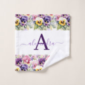 Monogram Lentere Viooltjes Handdoekenset Bad Handdoek (Wasdoekje)
