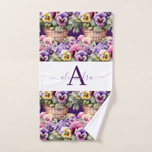 Monogram Lentere Viooltjes Handdoekenset Bad Handdoek (Handdoek)