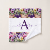 Monogram Lentere Viooltjes Handdoekenset Bad Handdoek (Wasdoekje)
