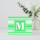 Monogram lentgroene strepen briefkaart (Staand voorkant)