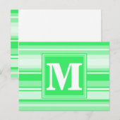 Monogram lentgroene strepen briefkaart (Voorkant / Achterkant)