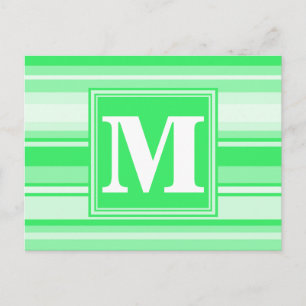 Monogram lentgroene strepen briefkaart
