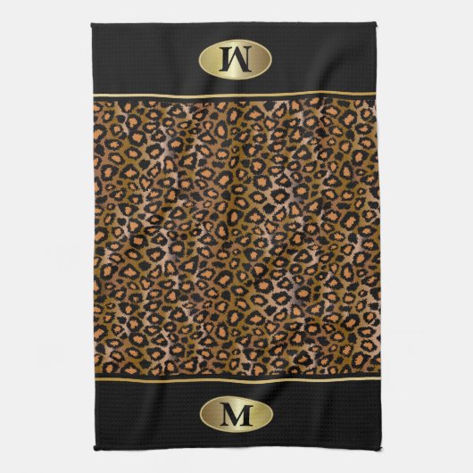 Monogram Leopard Animal Patroon Theedoek (Verticaal)