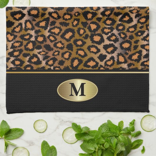 Monogram Leopard Animal Print Theedoek (Gevouwen)