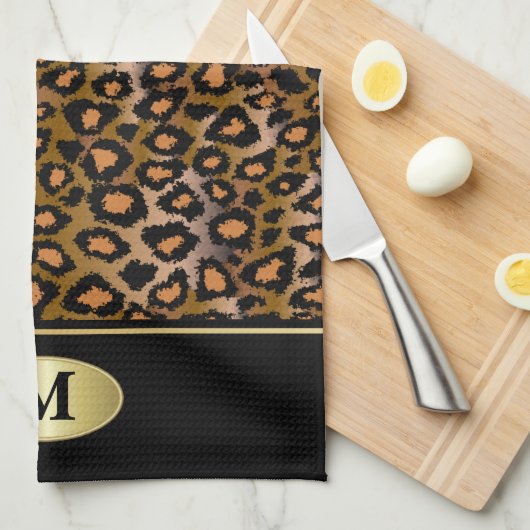 Monogram Leopard Animal Print Theedoek (Quarter Fold)