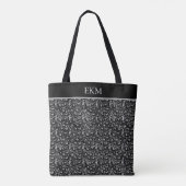 Monogram Leopard Animal Print Zwart Zilver Grijs Tote Bag (Achterkant)