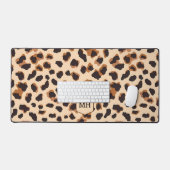 Monogram Leopard Brown Chic Girly Animal Print Bureaumat (Keyboard & Muis)