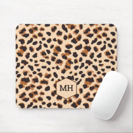 Monogram Leopard Brown Chic Girly Animal Print Muismat