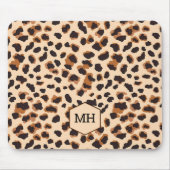 Monogram Leopard Brown Chic Girly Animal Print Muismat (Voorkant)