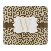 Monogram Leopard Brown Tan Peach Cutting Board Snijplank (Voorkant)