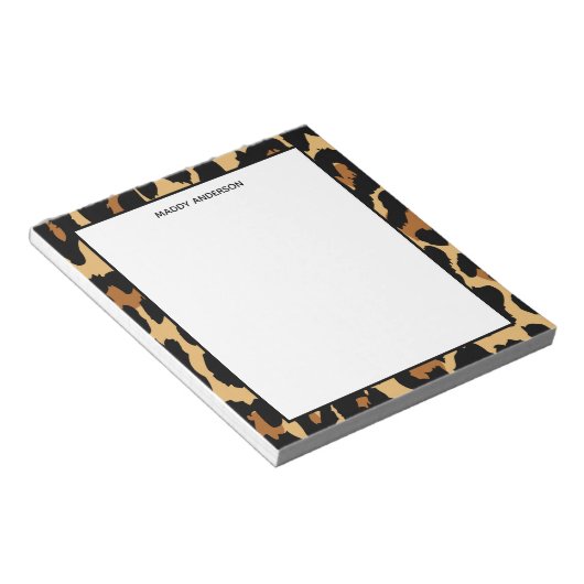 Monogram leopard Cheetah Animal Print Pattern Notitieblok (Schuin)