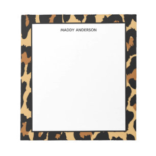 Monogram leopard Cheetah Animal Print Pattern Notitieblok