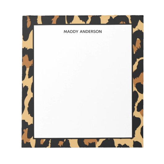 Monogram leopard Cheetah Animal Print Pattern Notitieblok (Voorkant)