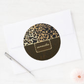 Monogram Leopard Lederen Patroon Ronde Sticker (Envelop)