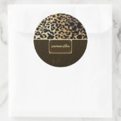 Monogram Leopard Lederen Patroon Ronde Sticker (Tas)