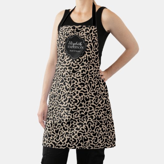 Monogram Leopard Pattern Hair Salon Apron Schort (Insitu)