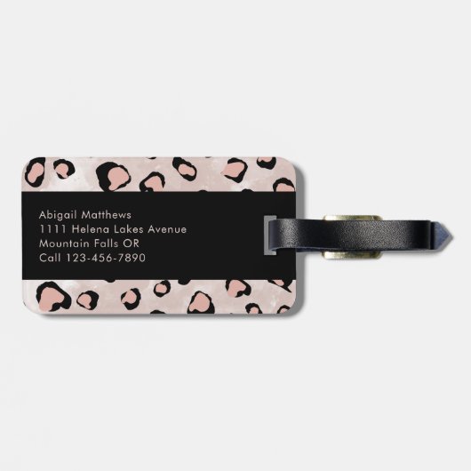 Monogram Leopard Print Bagagelabel (Achterkant horizontaal)