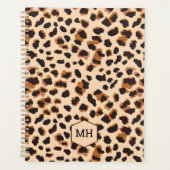 Monogram Leopard Print Bruin Zwart Dier Wekelijks Planner (Voorkant)