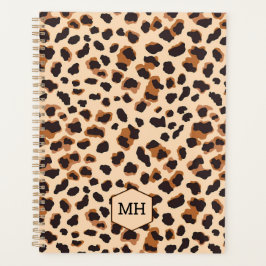 Monogram Leopard Print Bruin Zwart Dier Wekelijks Planner