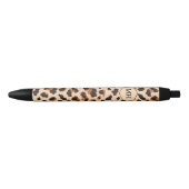Monogram Leopard Print Bruin Zwart Dierenpatroon Zwarte Inkt Pen (Voorkant)