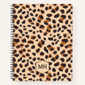 Monogram Leopard Print Chic Brown Blank Sketchbook Notitieboek (Voorkant)