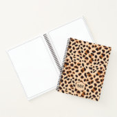 Monogram Leopard Print Chic Brown Blank Sketchbook Notitieboek (Binnen)