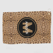 Monogram Leopard Print Gepersonaliseerde Dames Golfhanddoek (Horizontaal)