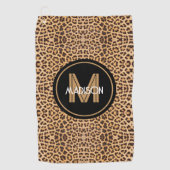 Monogram Leopard Print Gepersonaliseerde Dames Golfhanddoek (Voorkant)
