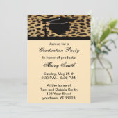 Monogram Leopard Print Graduation Party Uitnodigin Kaart (Staand voorkant)