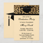 Monogram Leopard Print Graduation Party Uitnodigin Kaart (Voorkant / Achterkant)