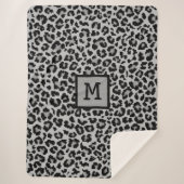 Monogram Leopard Print Initiaal Elegant Animal Gre Sherpa Deken (Voorkant)