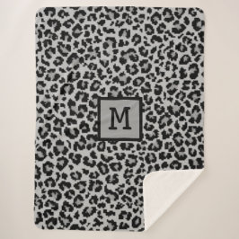 Monogram Leopard Print Initiaal Elegant Animal Gre Sherpa Deken