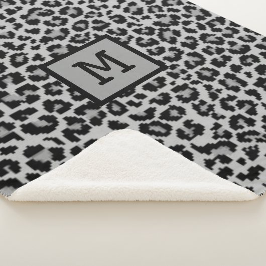 Monogram Leopard Print Initiaal Elegant Animal Gre Sherpa Deken (3/4)