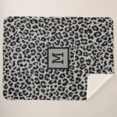 Monogram Leopard Print Initiaal Elegant Animal Gre Sherpa Deken (Voorkant (horizontaal))