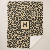 Monogram Leopard Print Initiaal Elegant Animal Sherpa Deken (Voorkant)