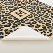 Monogram Leopard Print Initiaal Elegant Animal Sherpa Deken (3/4)