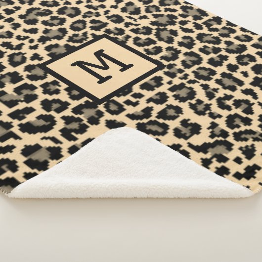 Monogram Leopard Print Initiaal Elegant Animal Sherpa Deken (3/4)