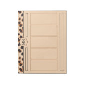 Monogram Leopard Print Modern Bruin Zwart Dier Notitieblok (Linkerzijde)