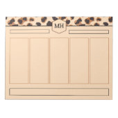 Monogram Leopard Print Modern Bruin Zwart Dier Notitieblok (Voorkant)