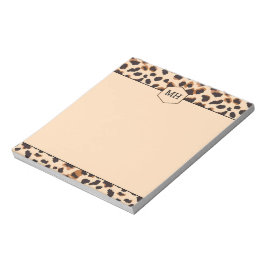 Monogram Leopard Print Modern Bruin Zwart Dier Notitieblok