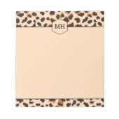 Monogram Leopard Print Modern Bruin Zwart Dier Notitieblok (Voorkant)