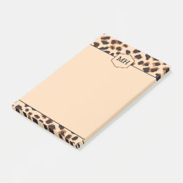Monogram Leopard Print Modern Bruin Zwart Dier Post-it® Notes