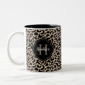 Monogram Leopard Print Tweekleurige Koffiemok (Links)