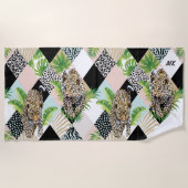 Monogram Leopard Wild Oerwoud Modern Girly Chic Strandlaken (Voorkant)
