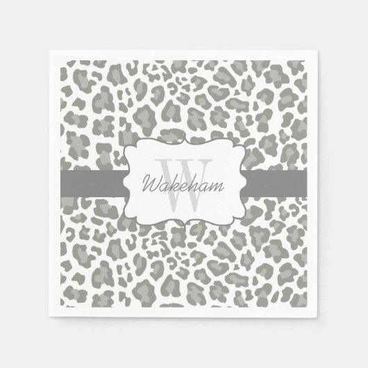 Monogram Leopard Witte en Grijze Cocktail servet (Voorkant)